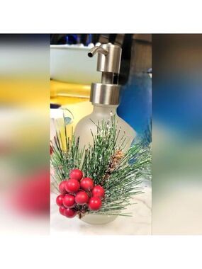 Frosted Christmas Soap Dispenser Handmade